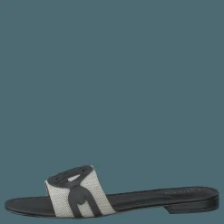 Alegra Canvas-Leather Slide Sandal Natural / Black