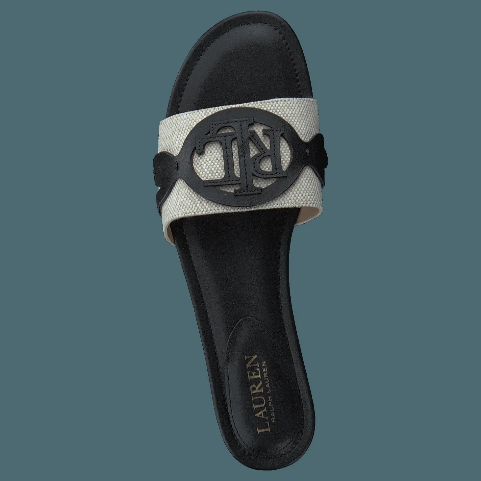 Alegra Canvas-Leather Slide Sandal Natural / Black