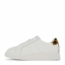 Angeline IV Leather & Haircalf Trainer Snow White/Chestnut Brown