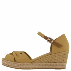 Basic Open Toe Mid Wedge Khaki