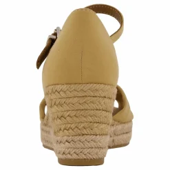 Basic Open Toe Mid Wedge Khaki