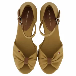 Basic Open Toe Mid Wedge Khaki