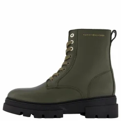 Bicolor Leather Lace-up Army Green