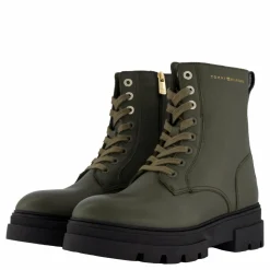 Bicolor Leather Lace-up Army Green