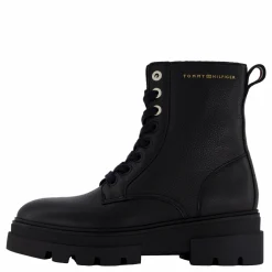 Bicolor Leather Lace-up Black