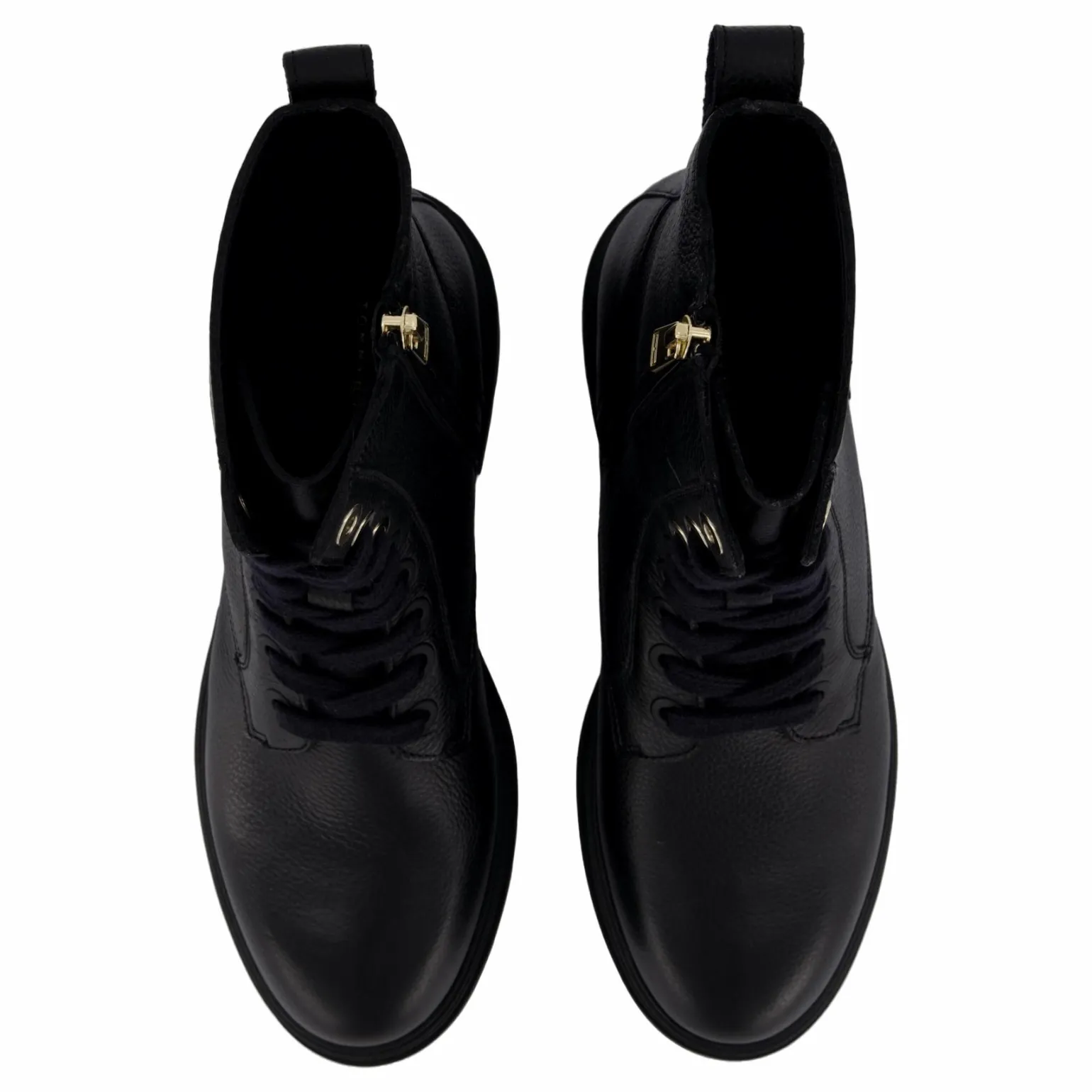 Bicolor Leather Lace-up Black