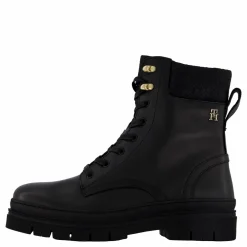 Cleated Lace-up Lthr Mix Mono  Black