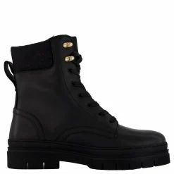 Cleated Lace-up Lthr Mix Mono  Black