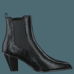 Croc Pointy Block Heel Black