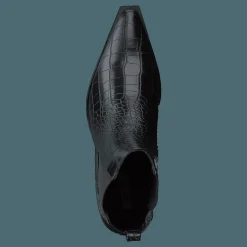 Croc Pointy Block Heel Black