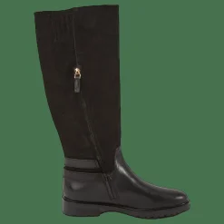 Emelie Leather & Suede Riding Boot Black/Black