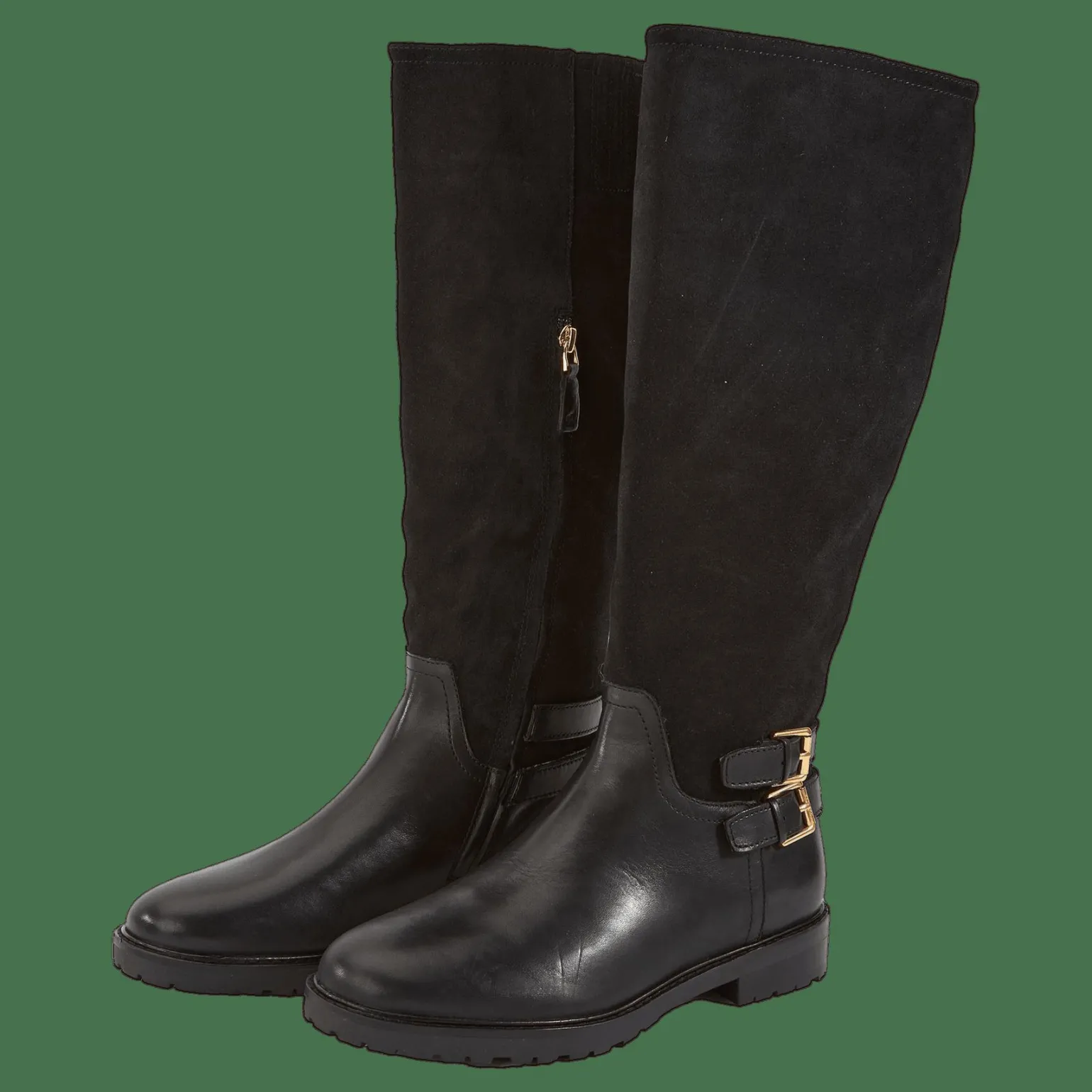 Emelie Leather & Suede Riding Boot Black/Black