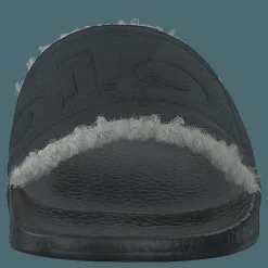 Faux-Shearling–Lined Suede Slide Black