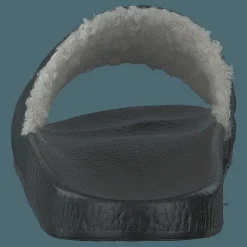 Faux-Shearling–Lined Suede Slide Black