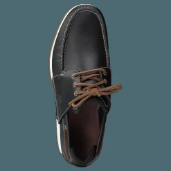 Heger's Bay 3 Eye Boat Black Full Grain