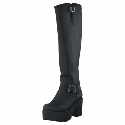 High Platform Boot Black / Shiny Silver