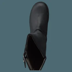 High Zip Back Black Shiny Silver