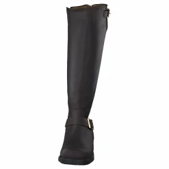 High Zip Back Brown Shiny Gold