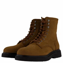 Lace Up Boot W/ Zip Suede Snuff Brown