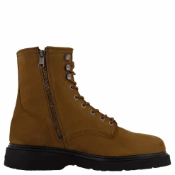 Lace Up Boot W/ Zip Suede Snuff Brown