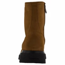 Lace Up Boot W/ Zip Suede Snuff Brown