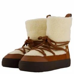 Lace-up Faux Shearling Snowboo Cognac Brown