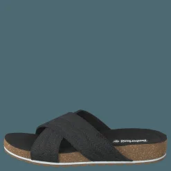 Malibu Waves Cross Slide Black Embossed Suede