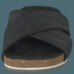 Malibu Waves Cross Slide Black Embossed Suede