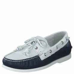 Merton Two-Tone Leather Boat Shoe Cream / Navy