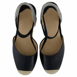 Pearle II Leather & Canvas Espadrille Black / Natural / Black