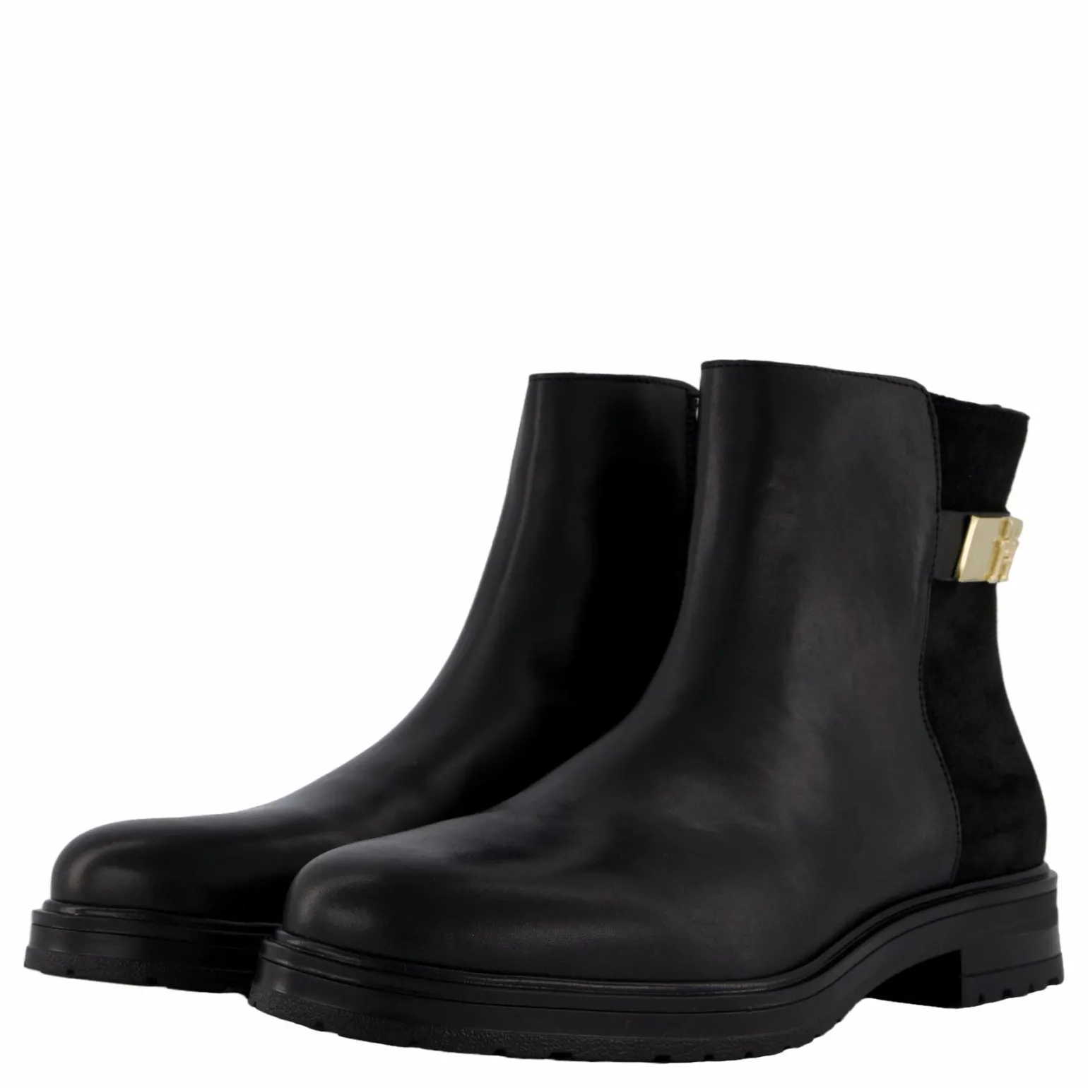 Th Logo Leather Mix Chelsea Black