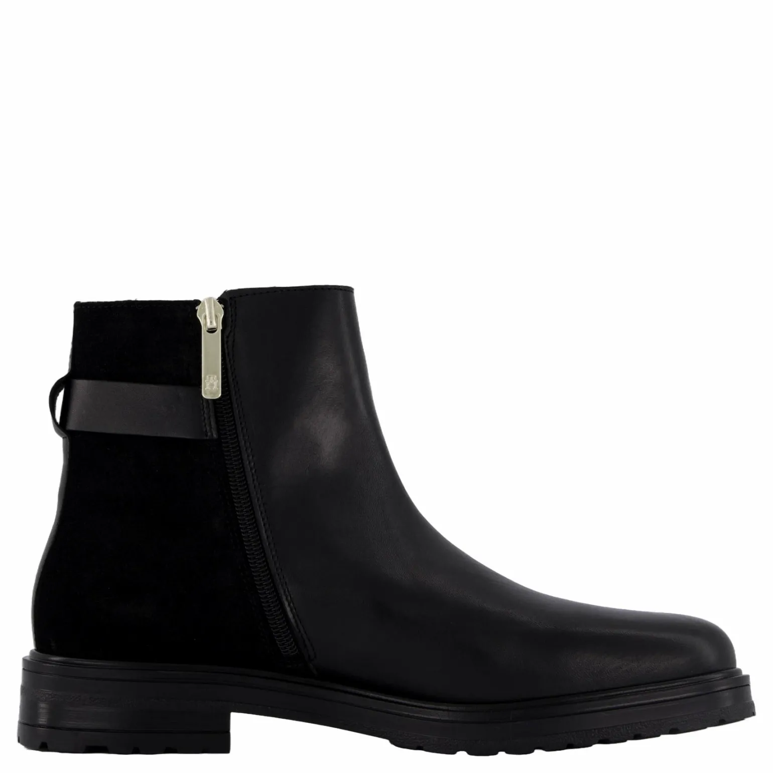 Th Logo Leather Mix Chelsea Black