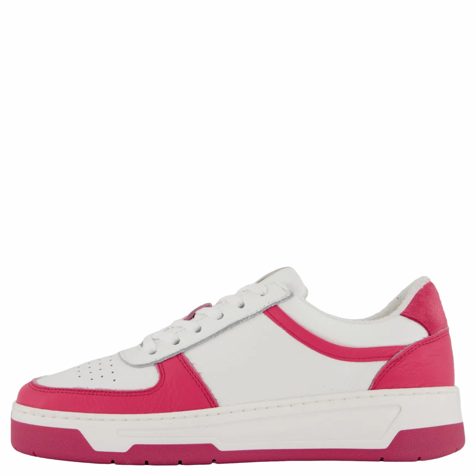 The Ella 2.0 White/fuxia Tumbled Leather