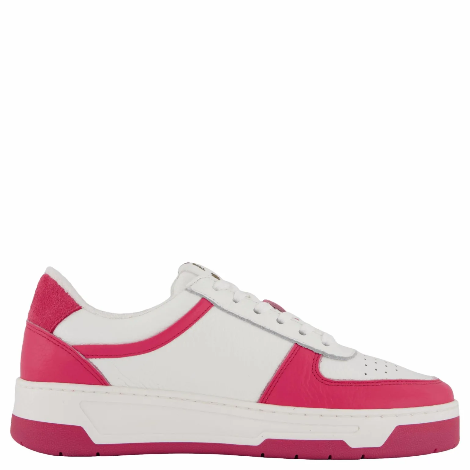 The Ella 2.0 White/fuxia Tumbled Leather