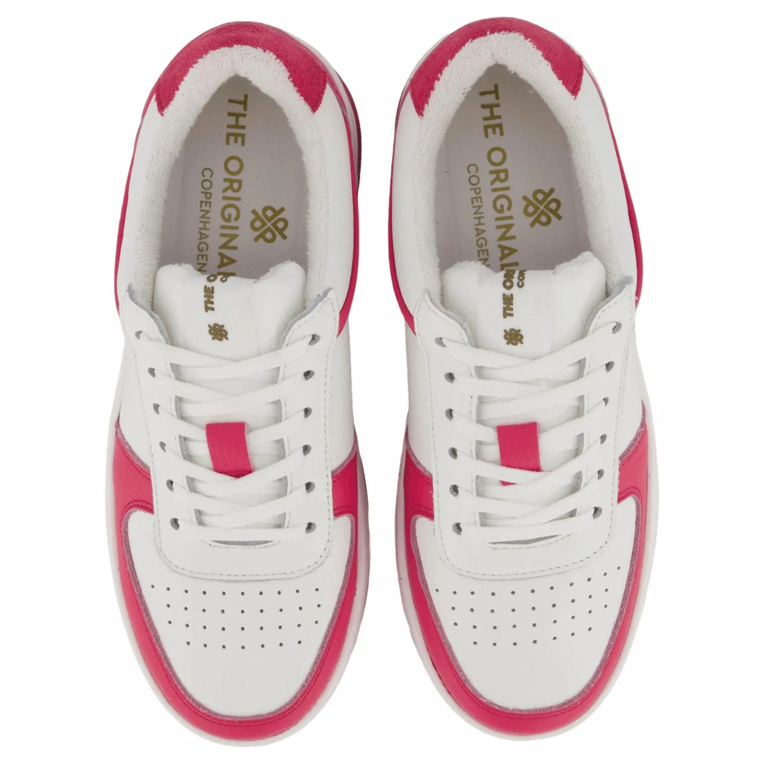 The Ella 2.0 White/fuxia Tumbled Leather