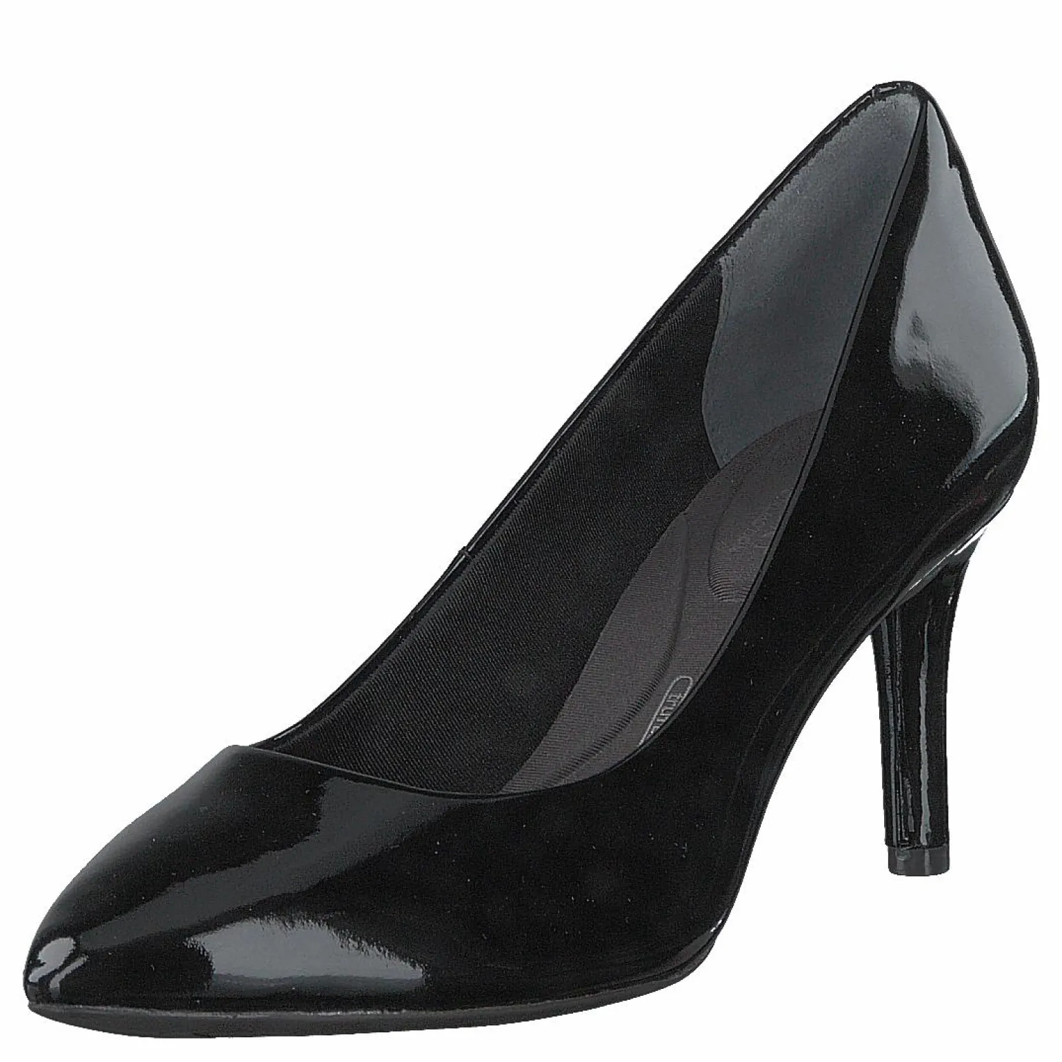 Total Motion 75Mm Pointy Pump Black Patent