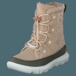Youth Sorel Explorer Cozy Nova Sand, Stone Green